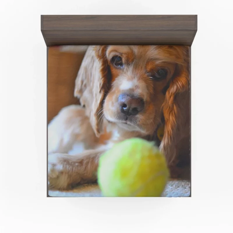 Cocker Spaniel with Tennis Ball Furry Play Fitted Sheet 1