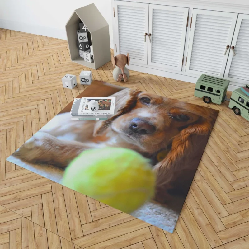 Cocker Spaniel with Tennis Ball Furry Play Rug 1