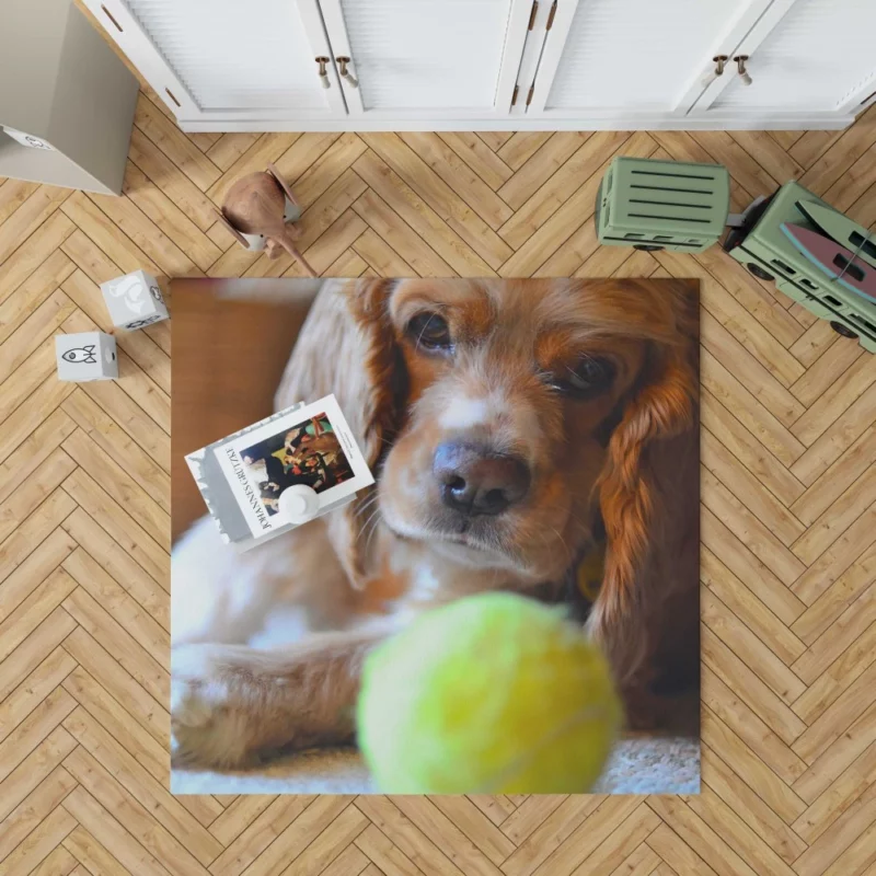 Cocker Spaniel with Tennis Ball Furry Play Rug