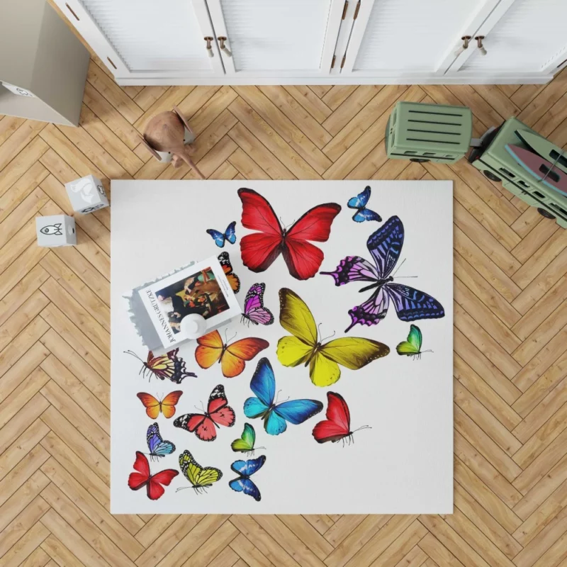 Colorful Butterfly Artistic Dance Rug