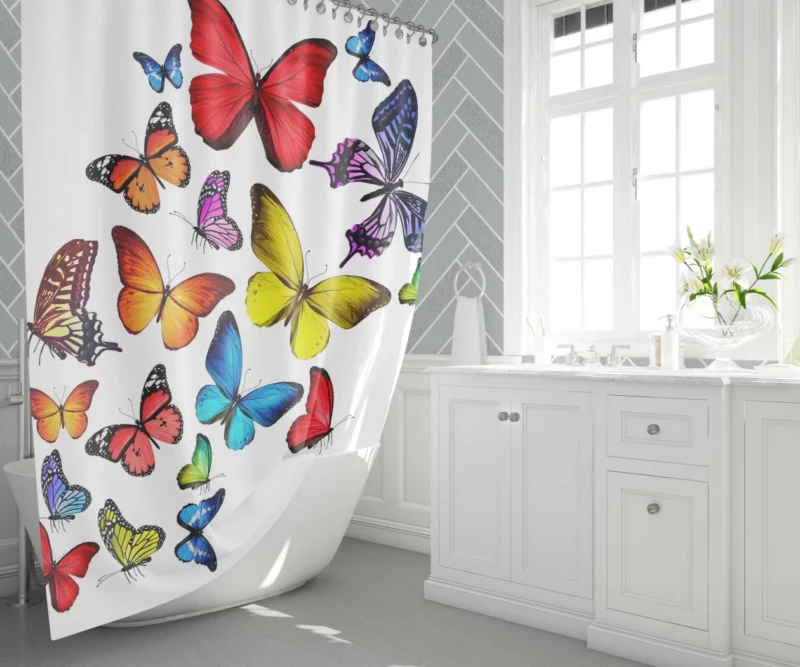 Colorful Butterfly Artistic Dance Shower Curtain 1