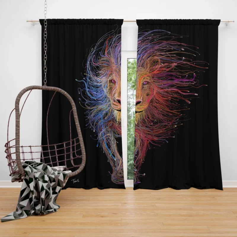 Colorful Lion Mythic Aura Curtain