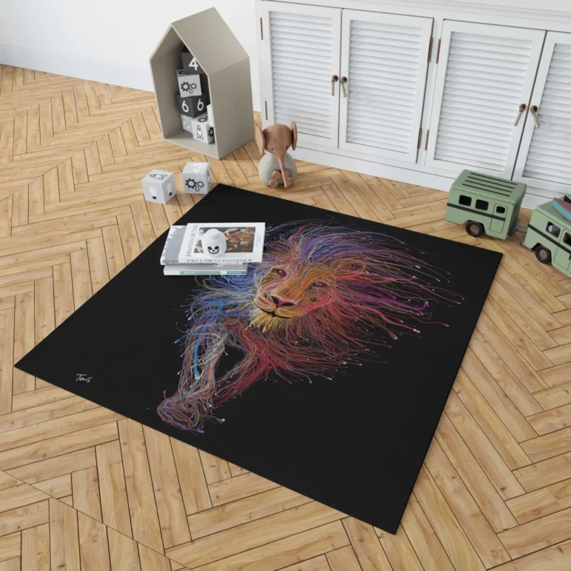 Colorful Lion Mythic Aura Rug 1