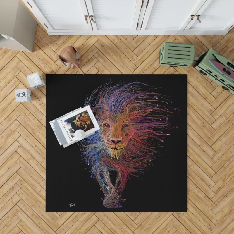 Colorful Lion Mythic Aura Rug