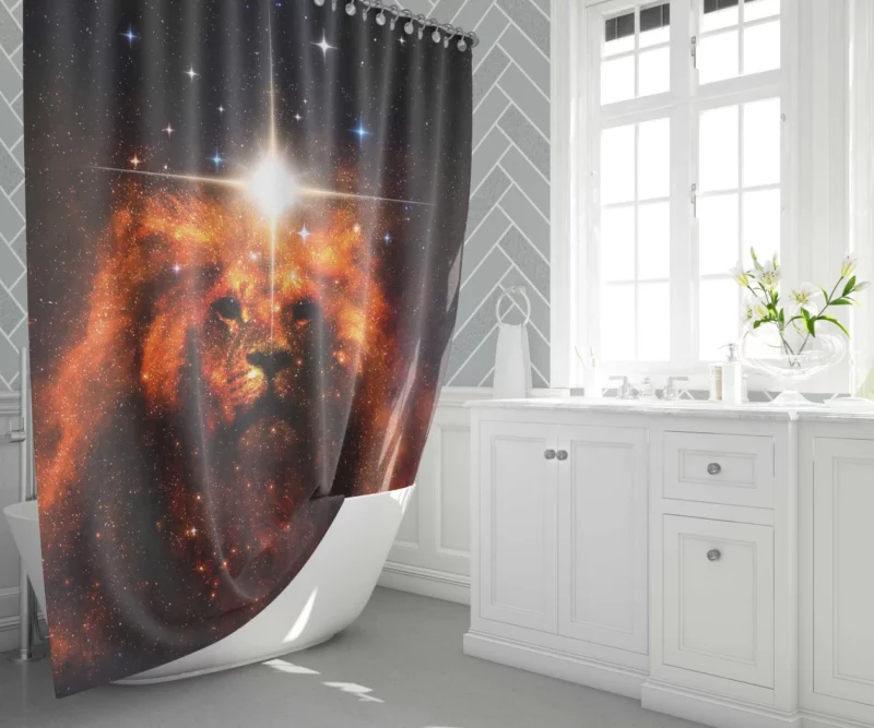 Cosmic Lion Stellar Majesty Shower Curtain 1