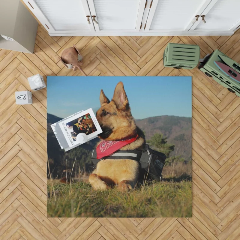 Countryside German Shepherd Rustic Charm Rug