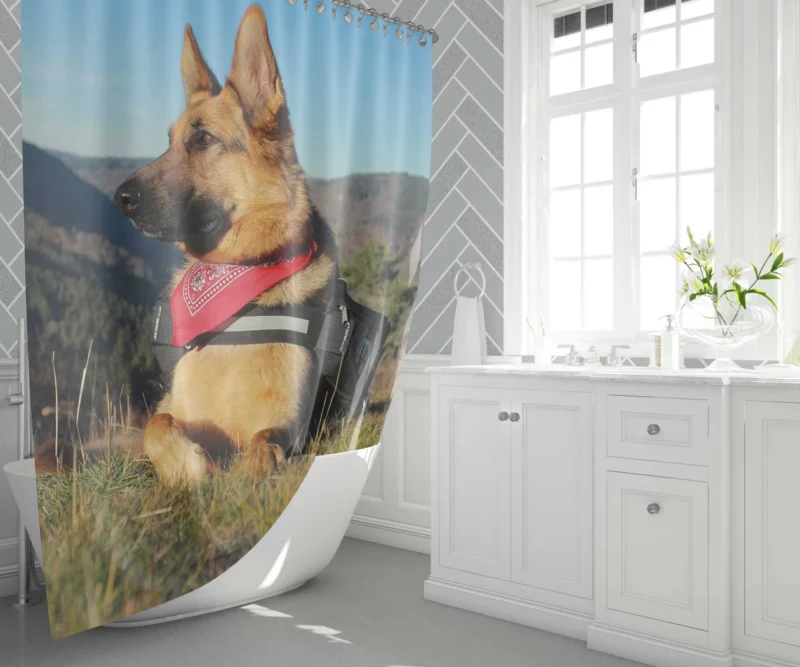 Countryside German Shepherd Rustic Charm Shower Curtain 1