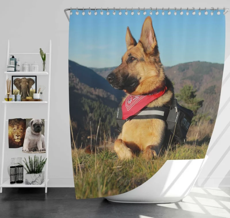 Countryside German Shepherd Rustic Charm Shower Curtain