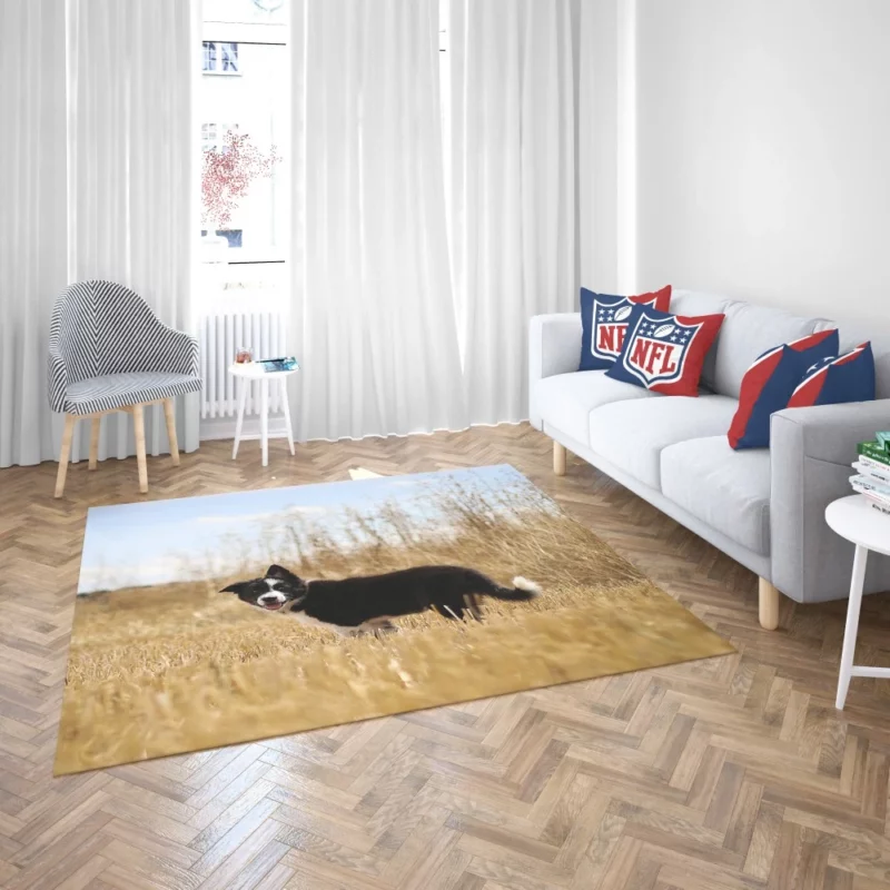 Cumberland Sheepdog Puppy Amidst Fields Rug 2