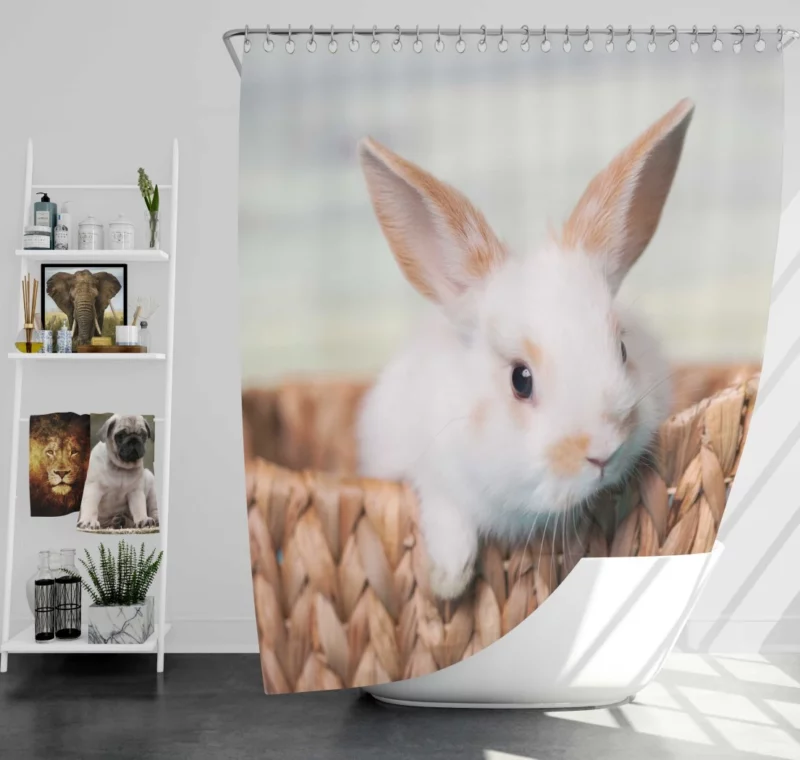 Cute Baby Rabbit Innocent Charm Shower Curtain