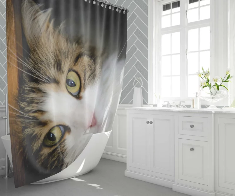 Cute Cat Whimsical Aura Shower Curtain 1