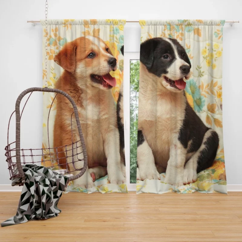 Cute Puppies Furry Joy Unleashed Curtain