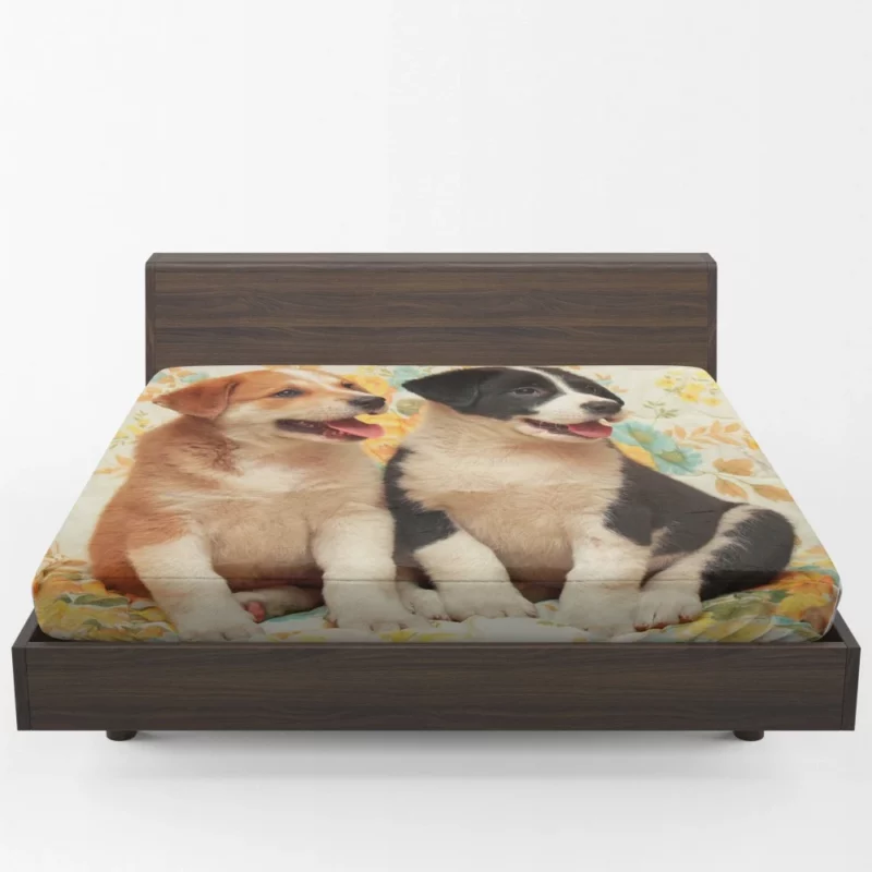 Cute Puppies Furry Joy Unleashed Fitted Sheet