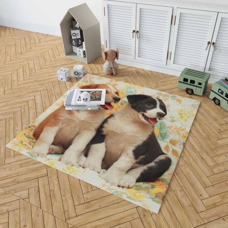 Cute Puppies Furry Joy Unleashed Rug 1