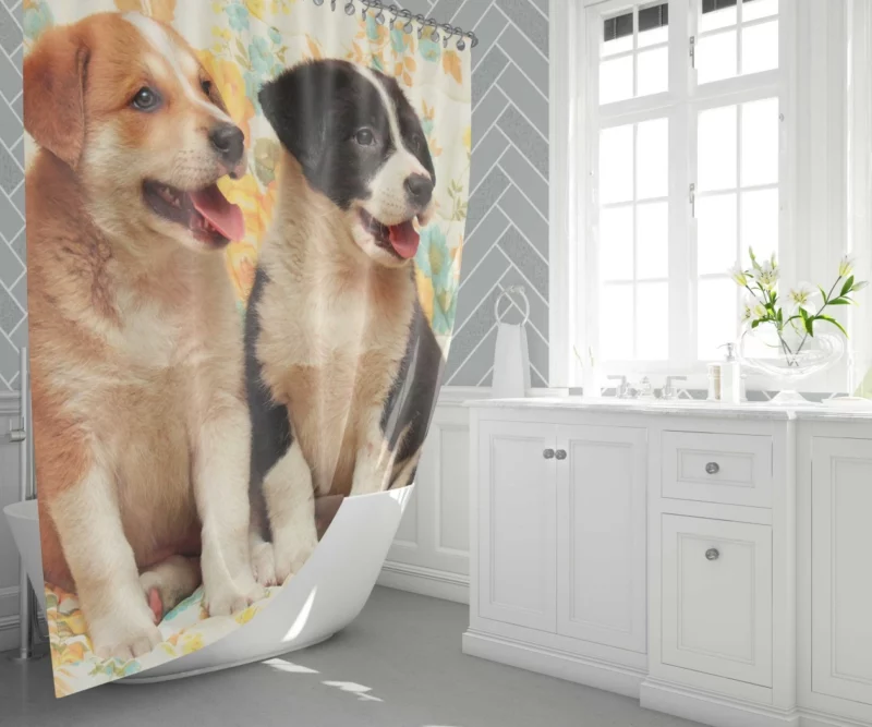 Cute Puppies Furry Joy Unleashed Shower Curtain 1