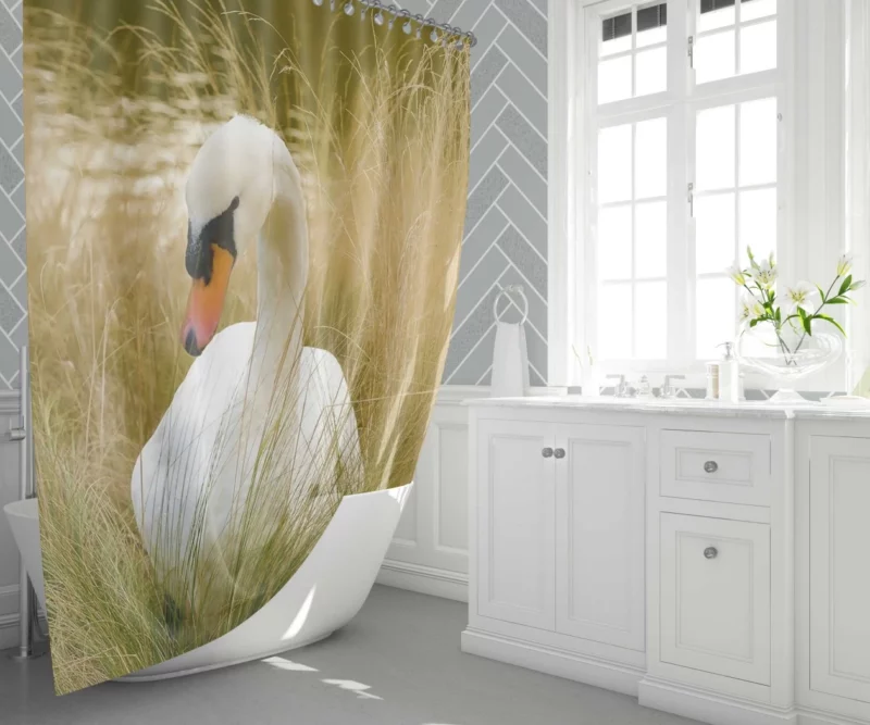 Cute Swan Shower Curtain 1