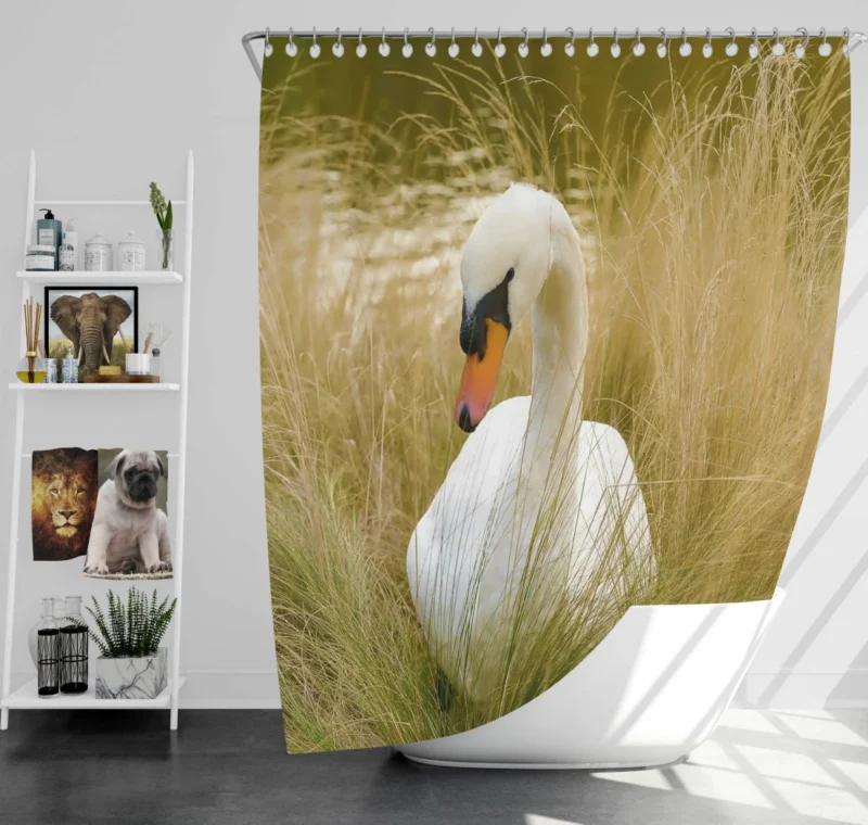 Cute Swan Shower Curtain