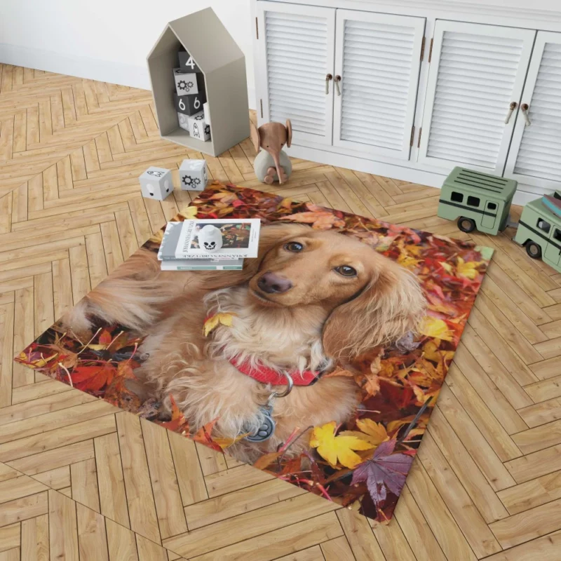 Dachshund in Autumn Playful Foliage Rug 1