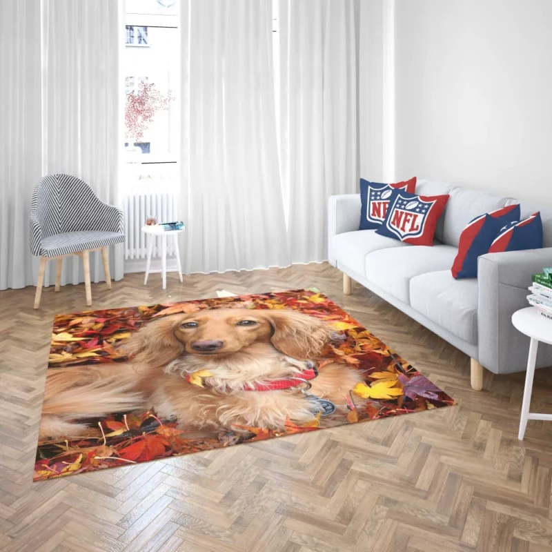 Dachshund in Autumn Playful Foliage Rug 2