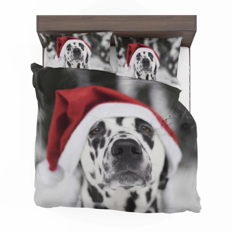 Dalmatian in Santa Hat Festive Whimsy Bedding Set 1