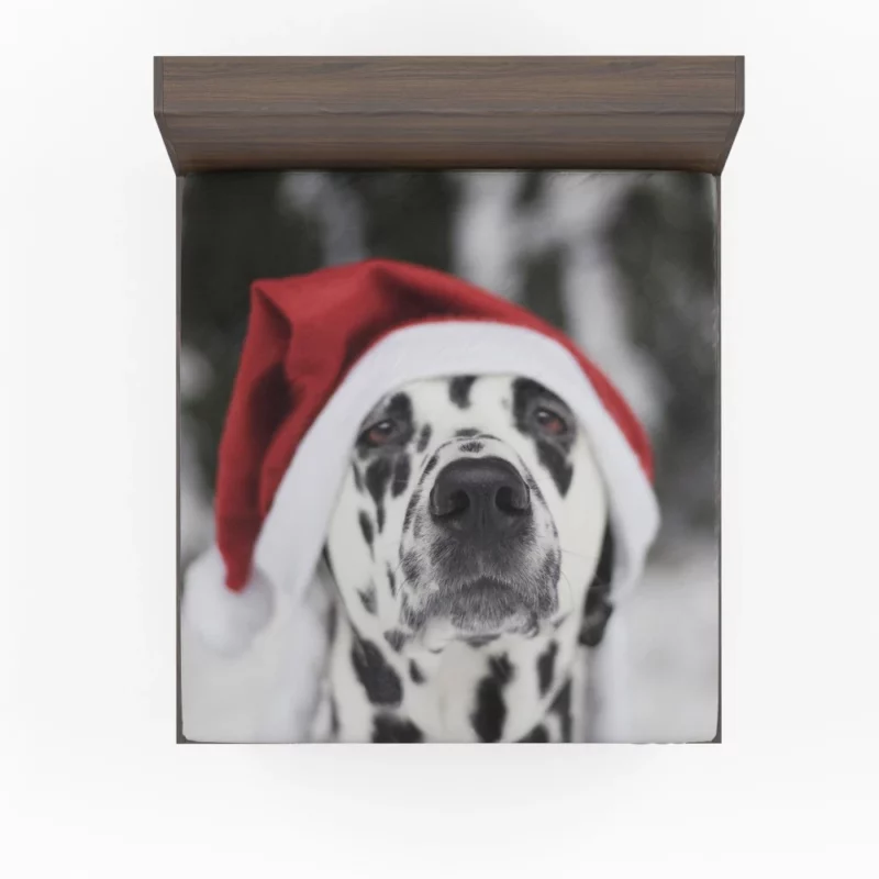 Dalmatian in Santa Hat Festive Whimsy Fitted Sheet 1