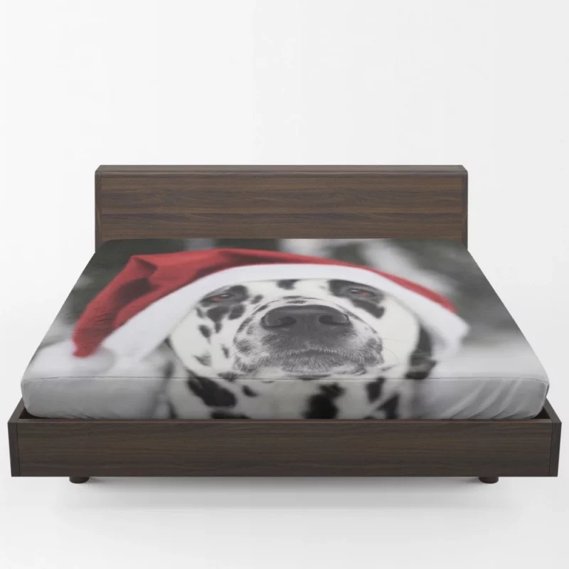 Dalmatian in Santa Hat Festive Whimsy Fitted Sheet