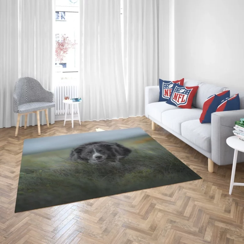 Dark Border Collie Energetic Presence Rug 2