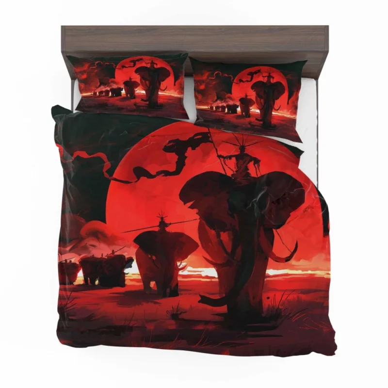 Dark Fantasy Elephant Under the Moon Bedding Set 1