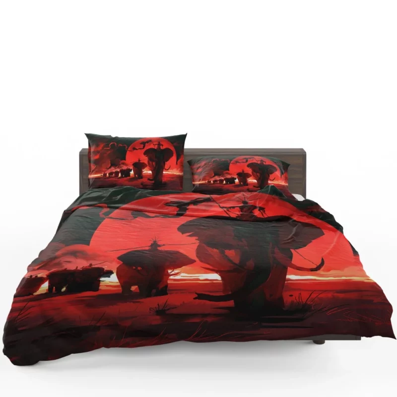 Dark Fantasy Elephant Under the Moon Bedding Set