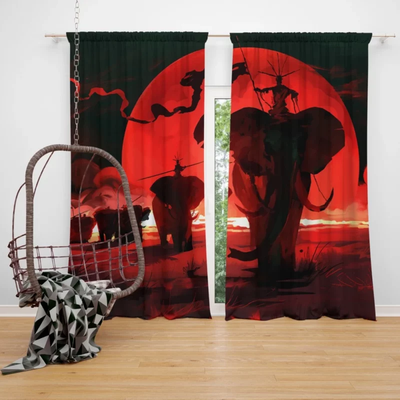 Dark Fantasy Elephant Under the Moon Curtain