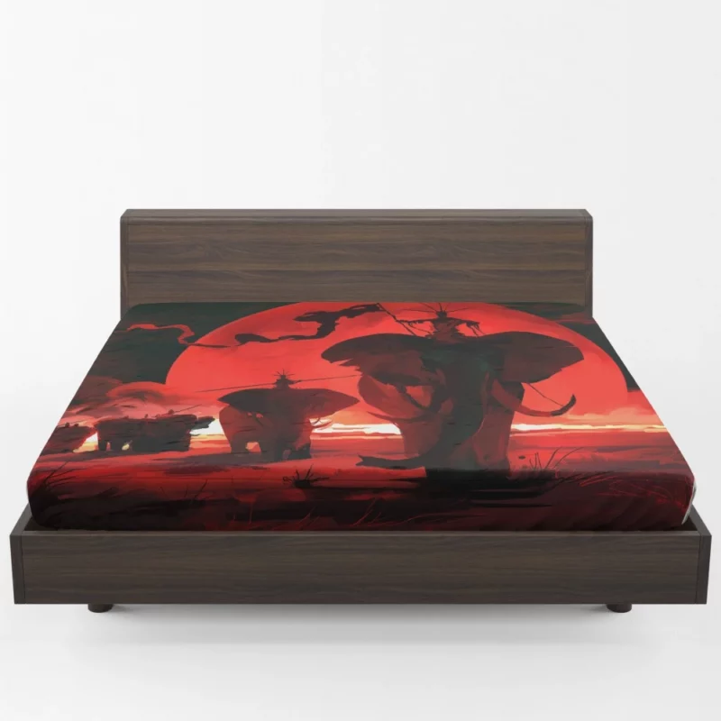 Dark Fantasy Elephant Under the Moon Fitted Sheet