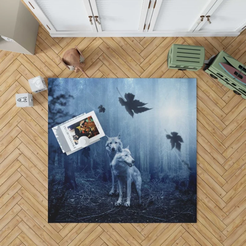 Dark Fantasy Wolves Enchanted Wilderness Rug