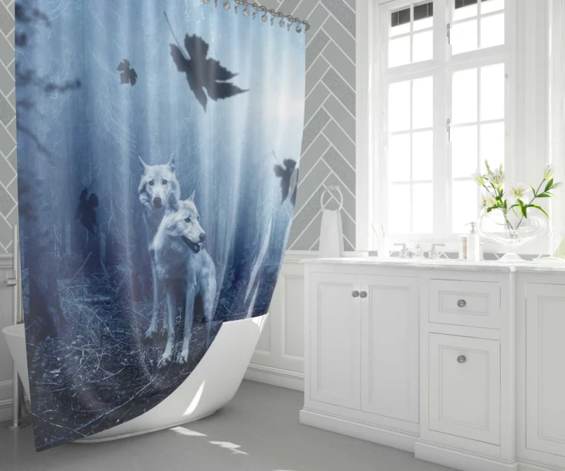 Dark Fantasy Wolves Enchanted Wilderness Shower Curtain 1