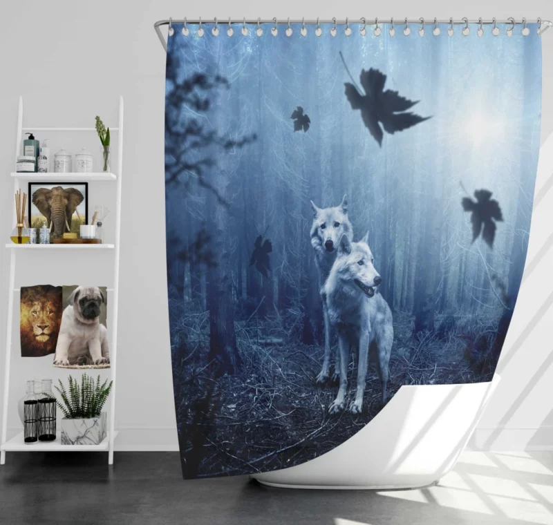 Dark Fantasy Wolves Enchanted Wilderness Shower Curtain