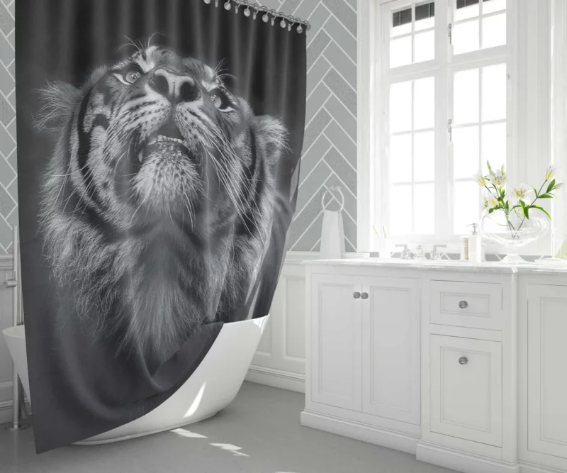 Dark Majesty Tiger Nighttime Vigil Shower Curtain 1