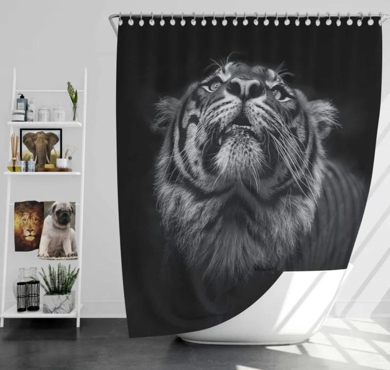 Dark Majesty Tiger Nighttime Vigil Shower Curtain