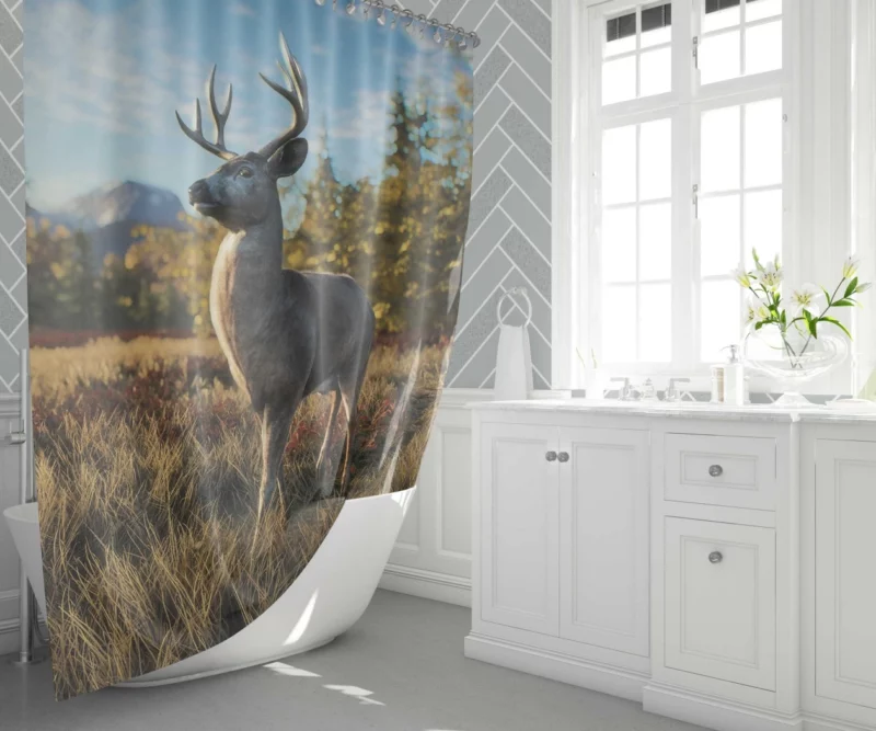 David the Deer Curious Nature Shower Curtain 1