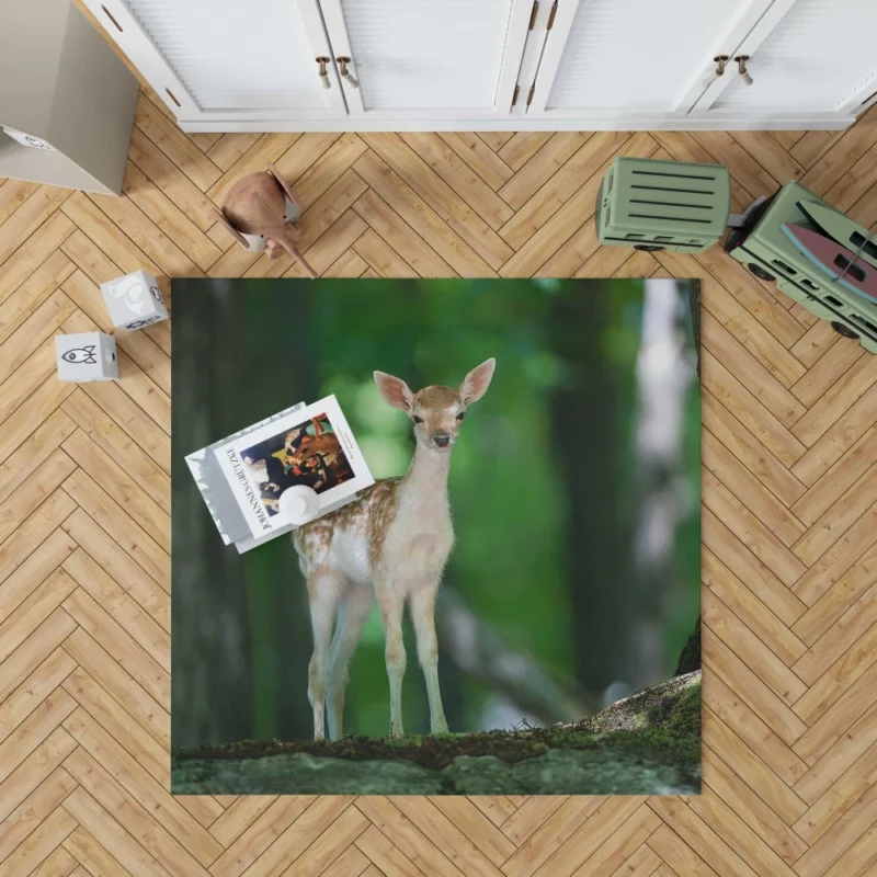 Deer Graceful Gaze Forest Majesty Rug