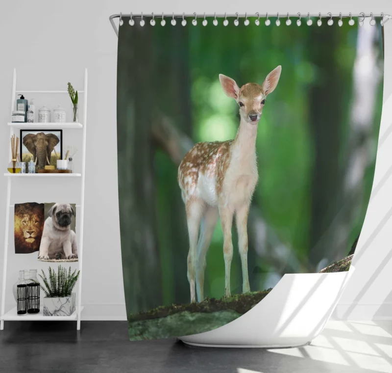 Deer Graceful Gaze Forest Majesty Shower Curtain