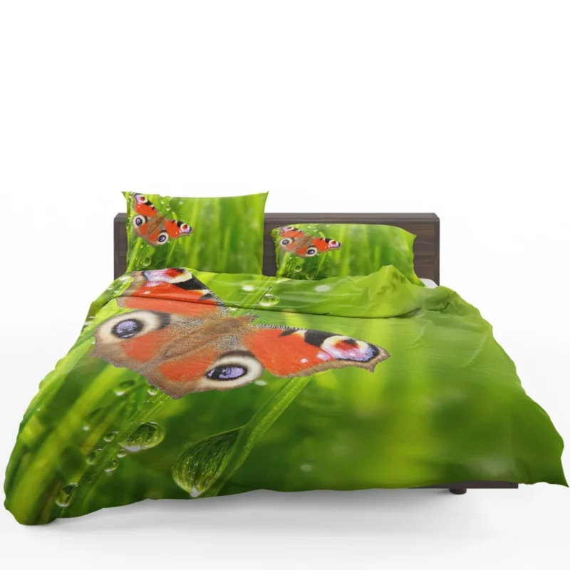 Dew-Kissed Orange Butterfly Nature Beauty Bedding Set