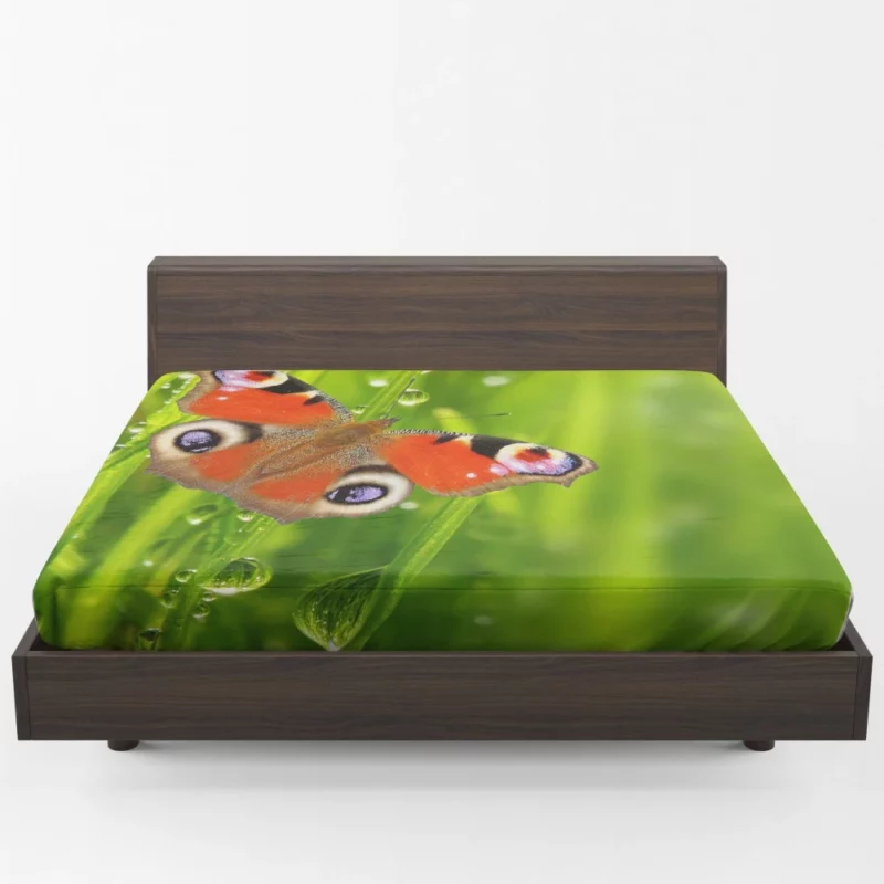 Dew-Kissed Orange Butterfly Nature Beauty Fitted Sheet