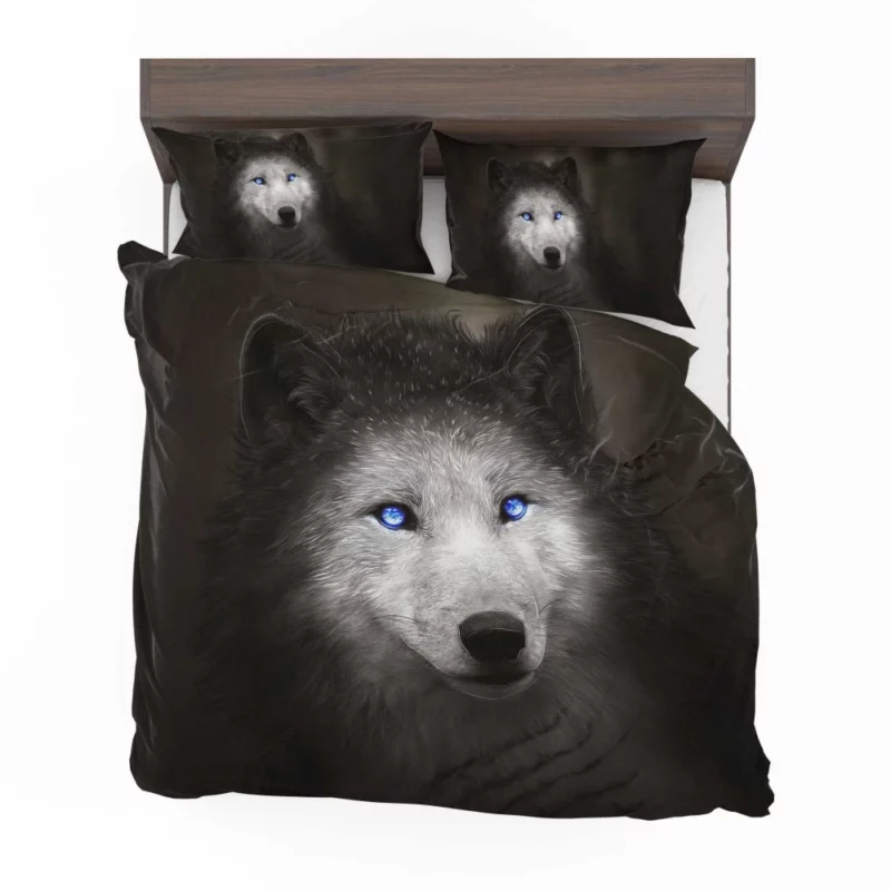 Digital Art Blue-Eyed Wolf Allure Bedding Set 1