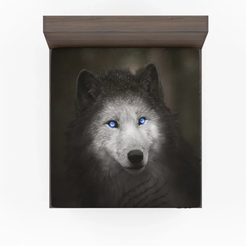 Digital Art Blue-Eyed Wolf Allure Fitted Sheet 1