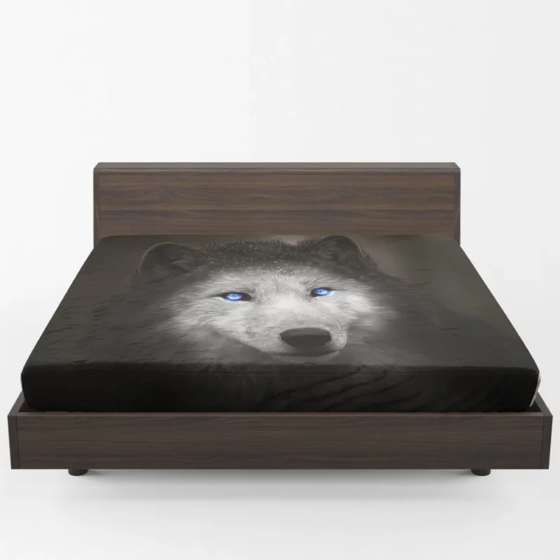 Digital Art Blue-Eyed Wolf Allure Fitted Sheet