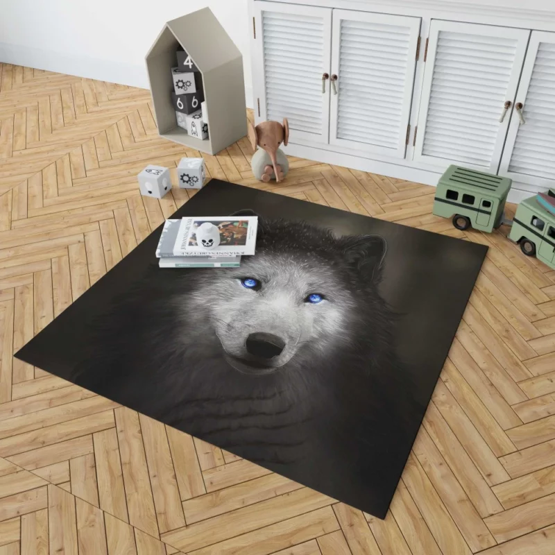 Digital Art Blue-Eyed Wolf Allure Rug 1