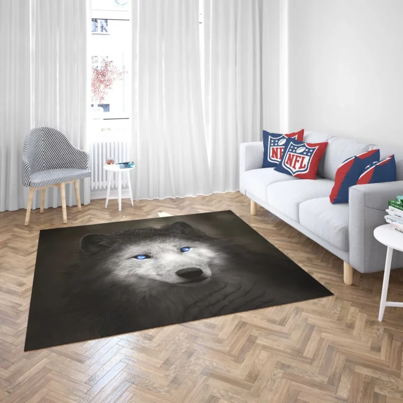 Digital Art Blue-Eyed Wolf Allure Rug 2