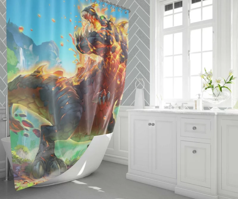 Dinosaur in Hearthstone Epic Adventure Shower Curtain 1