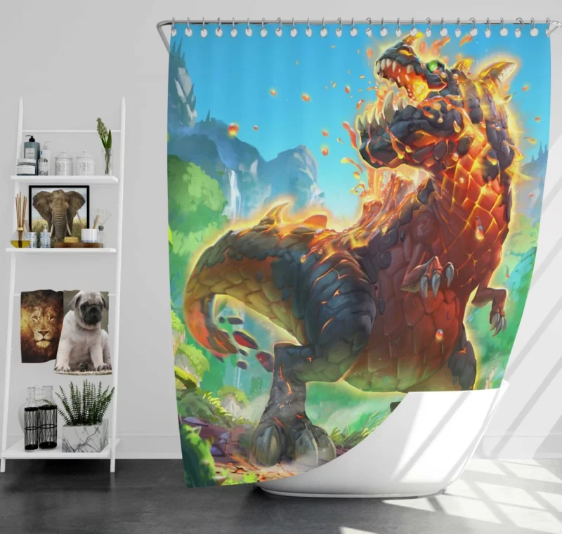 Dinosaur in Hearthstone Epic Adventure Shower Curtain