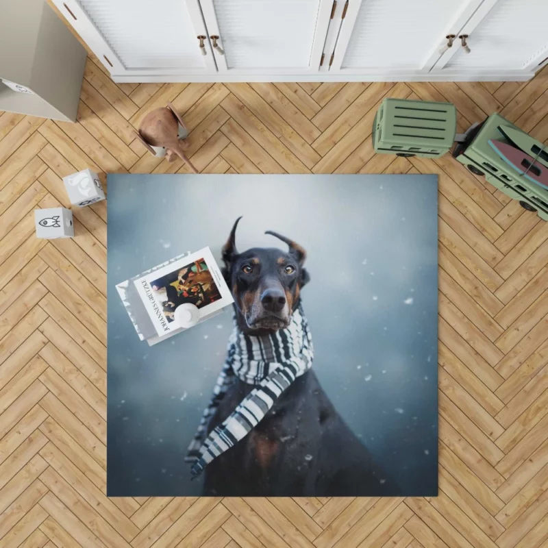 Doberman Pinscher Winter Chic Scarf Style Rug