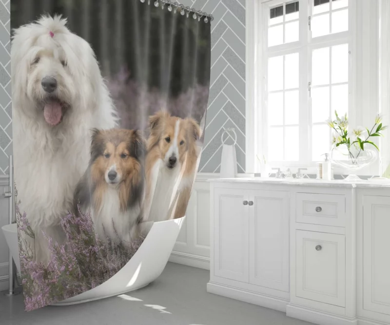 Dog Among Lavender Tranquil Canine Shower Curtain 1